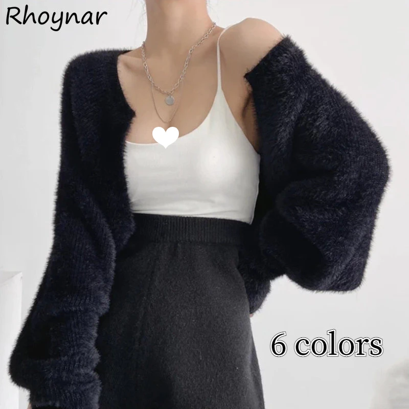 

Crop Cardigans Women New Minimalist Fashion Sweaters Autumn Knitted Clothes Sueters Mujer Streetwear Vintage Young Ladies Chic