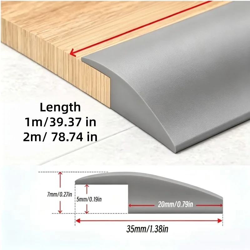 1/2m Floor Transition Molding, Self Adhesive Joining Strip, Gap Cover for Uneven Surfaces, Trim Connecting Flooring and Carpet