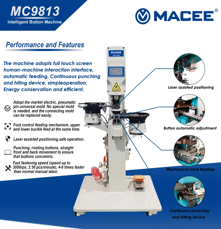 New Automatic Laser Positioning Snap Button Machine | Compatible 5-25mm Metal/Plastic Buttons | Customizable Molds |  Brand