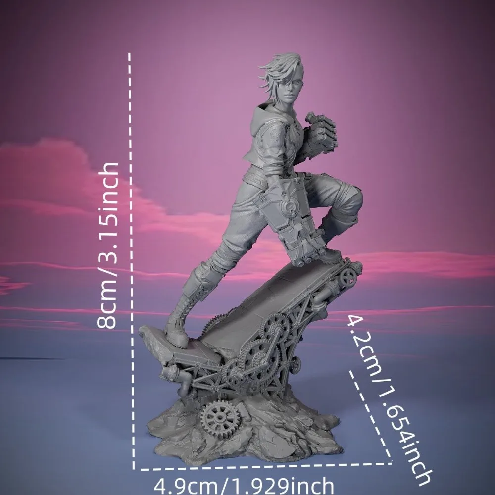 8cm Piltover Sheriff 3D Printed and Painted Figurine Ornaments DIY Coloring Self-assembly Miniatures Figurines Decoration Crafts
