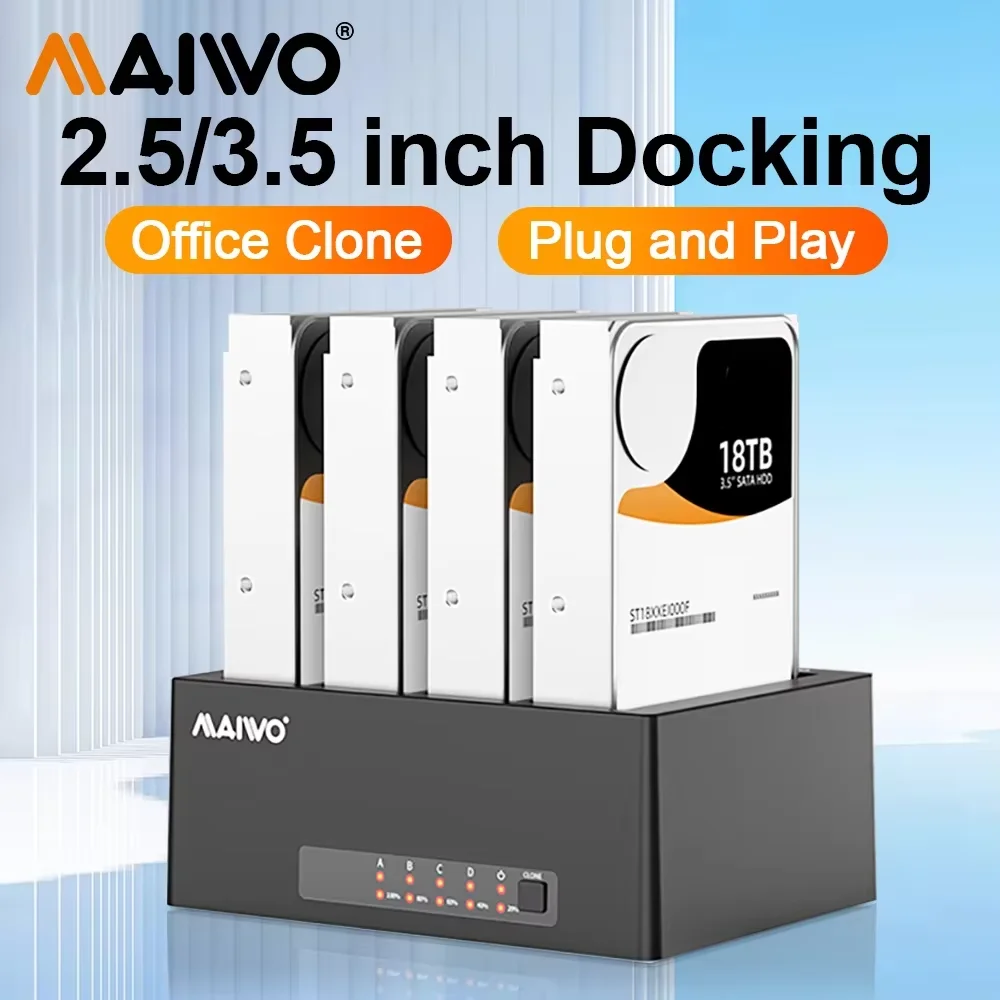 MAIWO 4 bay Hard Drive Docking Station Offline Clone SATA HDD Enclosure for 2.5/3.5 inch SATA SSD/HDD Dock Case Duplicator