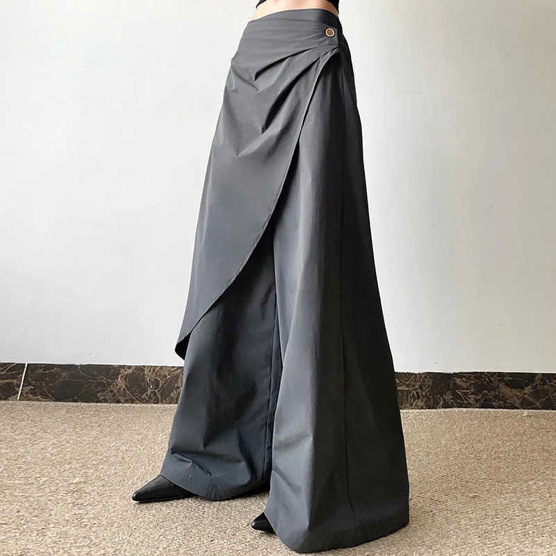 New Women's Solid Color Fashion High Waist Loose Casual Wide Leg Pants for Women