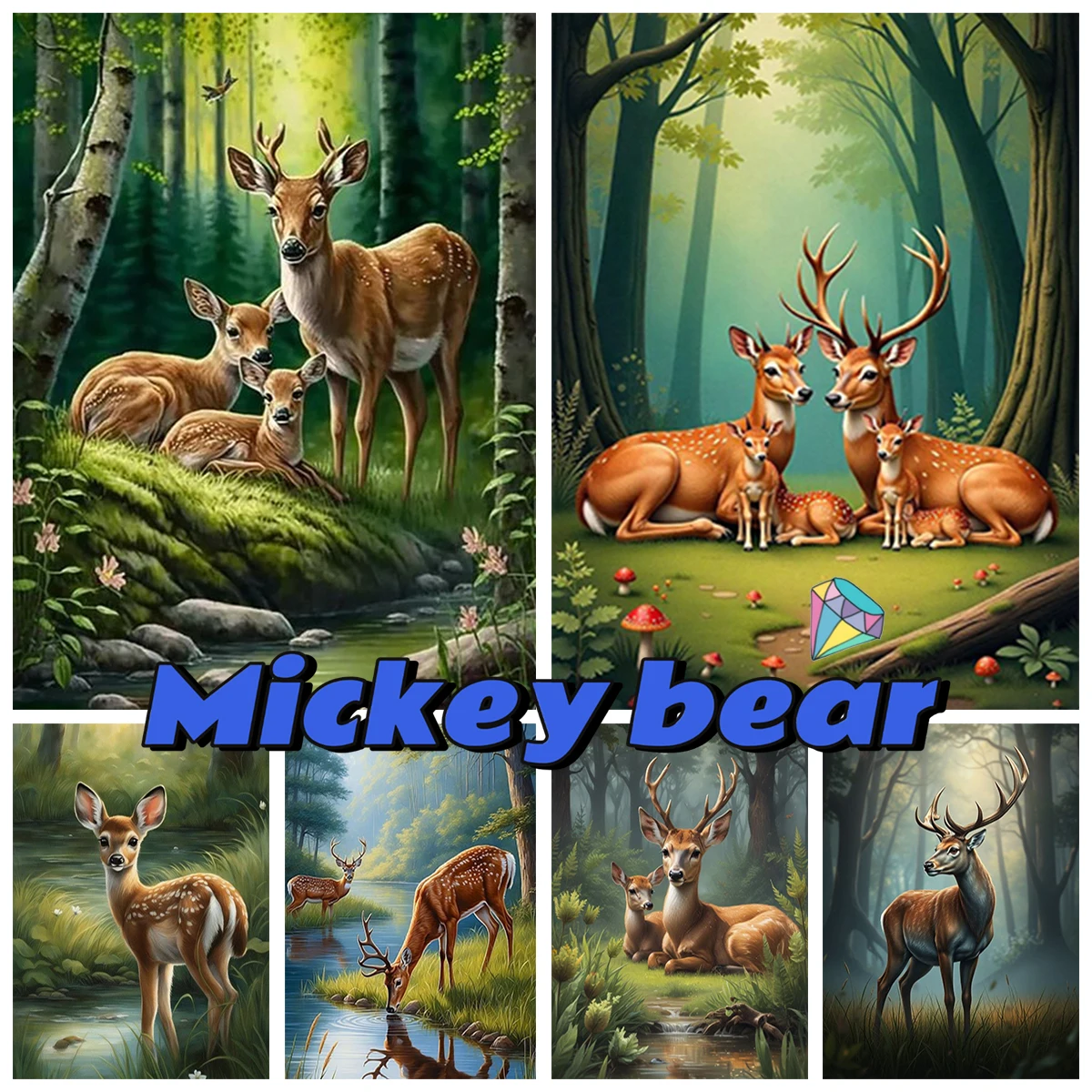

Sika Deer Family 5D Diamond Painting Animals and Landscapes Handmade Mosaic Mural DIY Diamond Embroidery Modern Home Decor