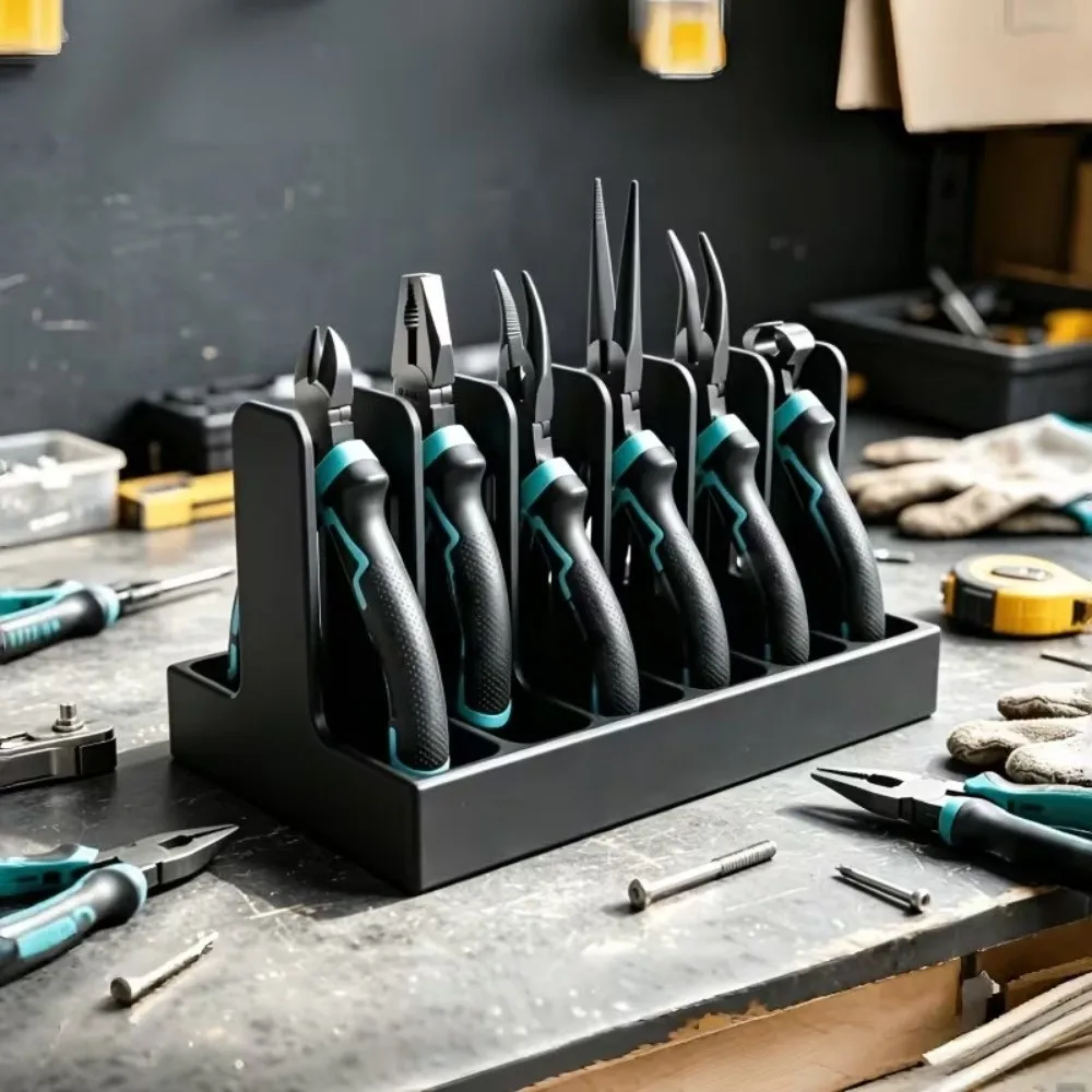 Portable 6 Slot Plier Organizer Partition Plastic Tool Storage Rack Sturdy Base Vertical Plier Storage Box For Workshop