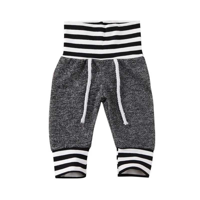 

Newborn Baby Boys Girls Long Pants Striped Print Drawstring High Waist Leggings Trousers for Unisex Boys Girls 0-24 Months