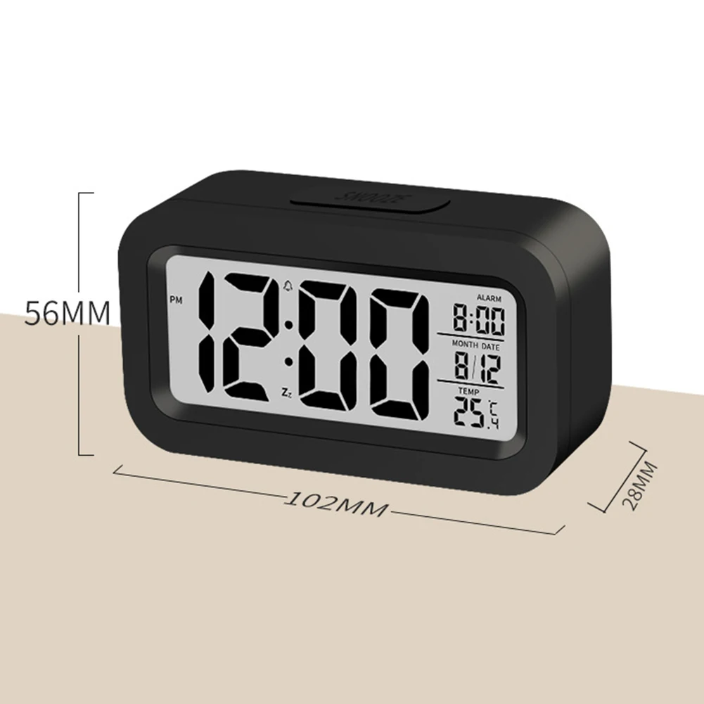1pc LED Digital Alarm Clock 102x56x28mm Electronic Alarm LCD Screen Desktop Table Clock For Home Office Wit Calendar Thermometer