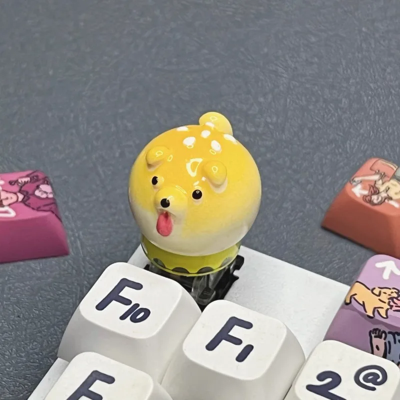

Funny Cute Bread Puppy Keycap Round Punk Style Gaming Mechanical Keyboard Customization ESC Universal Tea Shaft Keycap