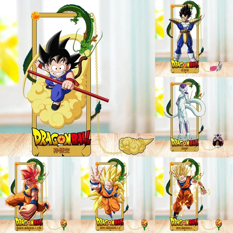 

Anime Dragon Ball Son Goku Metal Book Marks Cartoon Vegeta Beerus Action Figures Collection Card Bookmarks Toys Children Gifts