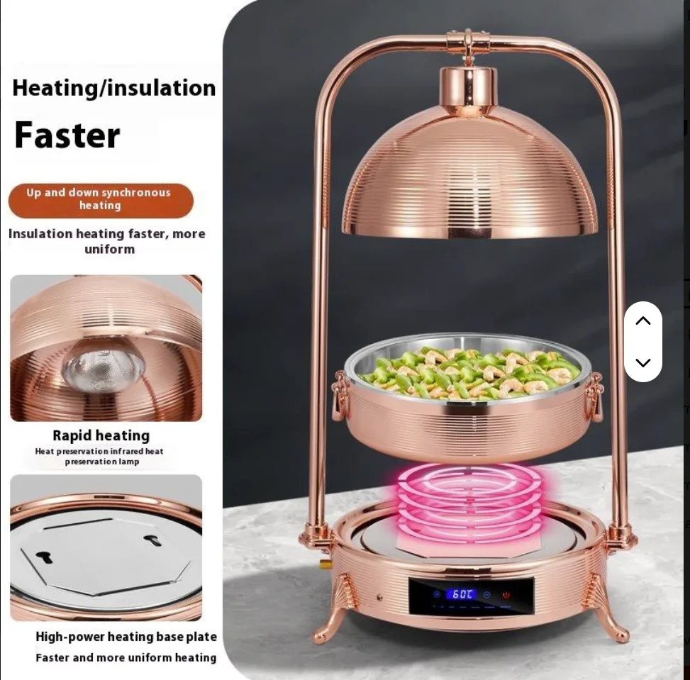 304 Stainless Steel Commercial Food Insulation Stove Electric Heating Buffet Catering Dish Pot Hotel Usage Capacity 9L