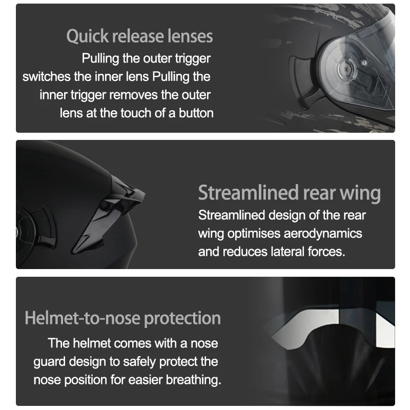 DOT Approved Full Face Helmets Crash Motorbike Protective Gear Men Women Flip Up Helmet Motorcycle Double Sun Visor