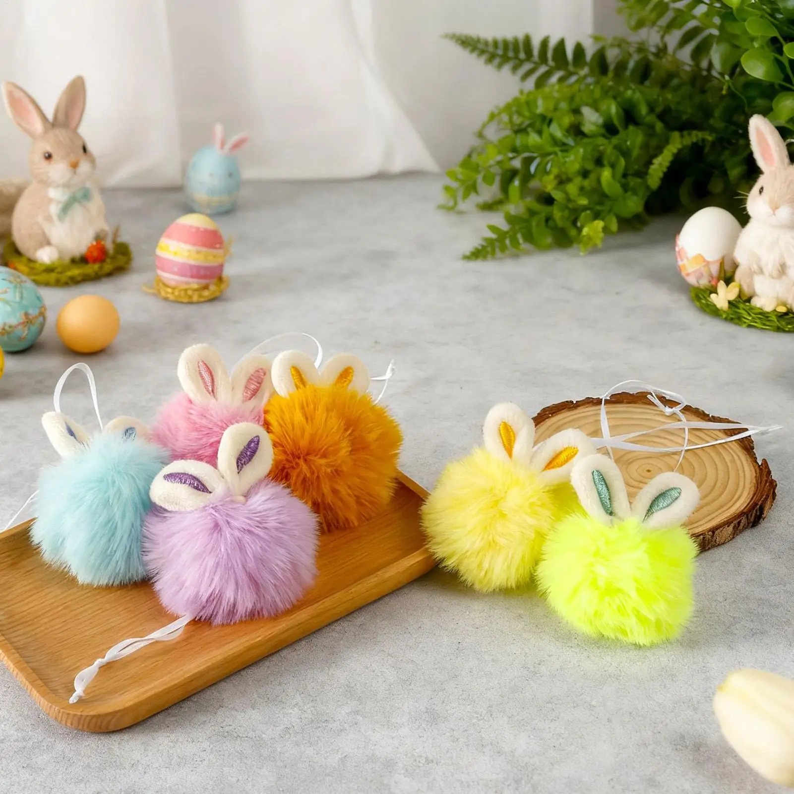 Bunny Pendant Decor 6 Pieces Cute Hangable Easter Plush Bunny Ornament For Wall Living Room Bedroom Entryway Entrance Family