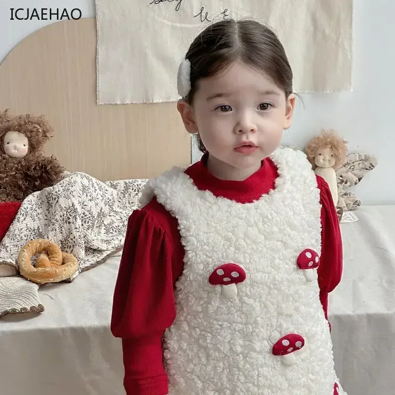 Vestido para niña, ropa de bebé con forro polar, falda de princesa Chow de estilo occidental para invierno, disfraz de otoño e invierno, 2025