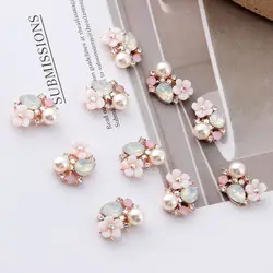 10Pcs Wykwintna klamra do odzieży Kwiat Rhinestone Perłowe guziki DIY Rzemiosło Akcesoria do szycia Odzież Dekoracja odzieży