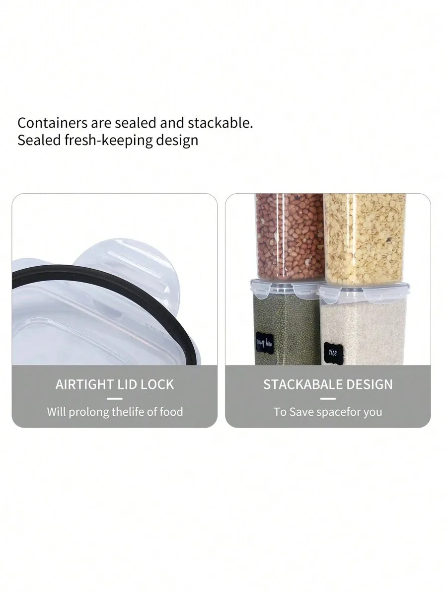 1/3/5/7 قطعة برطمانات تخزين المواد الغذائية قابلة لإعادة الاستخدام البلاستيك الغذاء مختومة الجرار مع أغطية لتخزين المواد الغذائية المطبخ مع علامة ورق التسمية