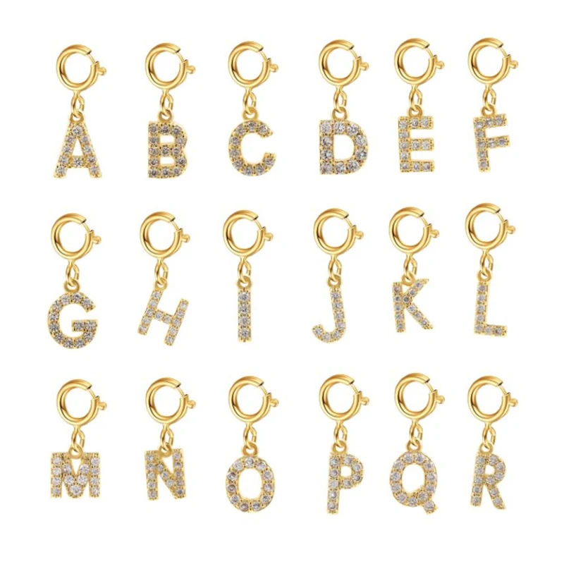 initial Letter charms pendant women Zirconia Crystal 26 Letter Charms Pendants for Women Necklace earring jewelry accessories