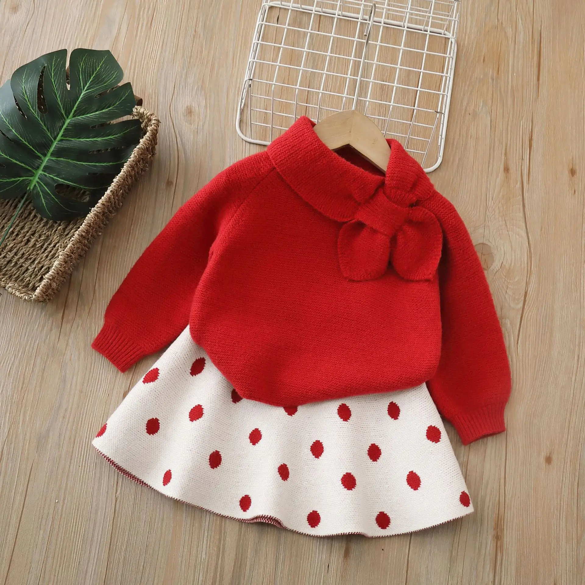 

Girls Dress Clothes Sets Spring Autumn Children Woolen Jersey Sweaters Tops Skirts Kids Princess Suit For Baby Knitted Outfits 6