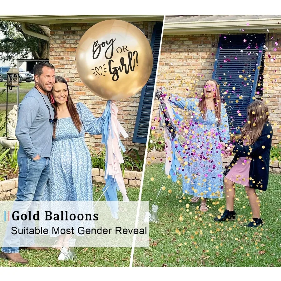 بالون تكشف عن الجنس للأولاد أو البنات مع قصاصات زرقاء وردية لحفلة استقبال المولود الجديد تكشف عن الجنس بالون ذهبي مقاس 36 بوصة