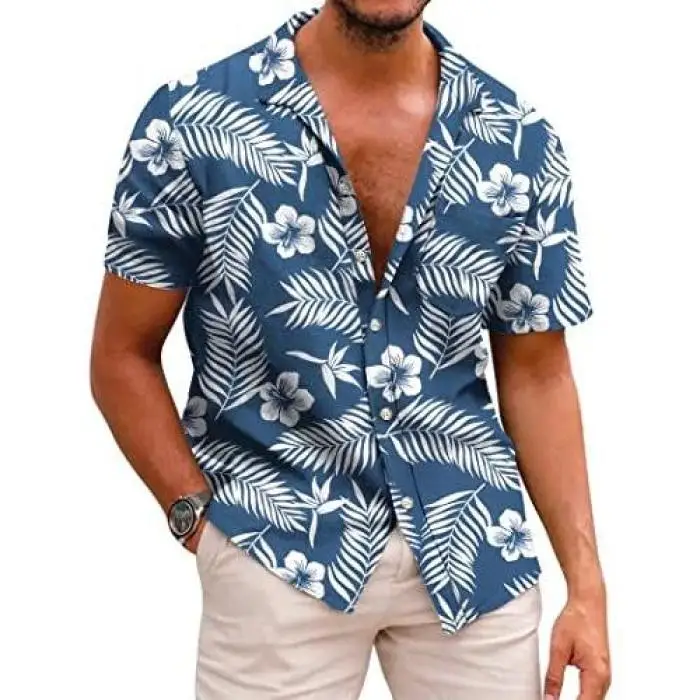 Loose Casual Short Sleeve Floral Shirt Men's Summer Travel Outerwear Beach Port Style Sanya Hawaii Tour Couple's Coat