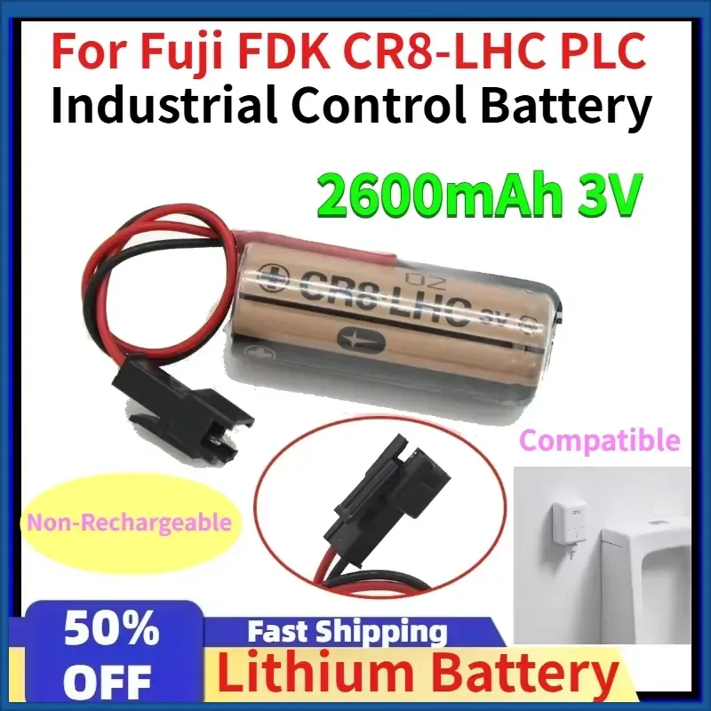 

2600mAh CR8.LHC 3V Lithium Battery for Fuji FDK CR8-LHC PLC Industrial Control Battery (3.0V, 2.6Ah, Non-Rechargeable)