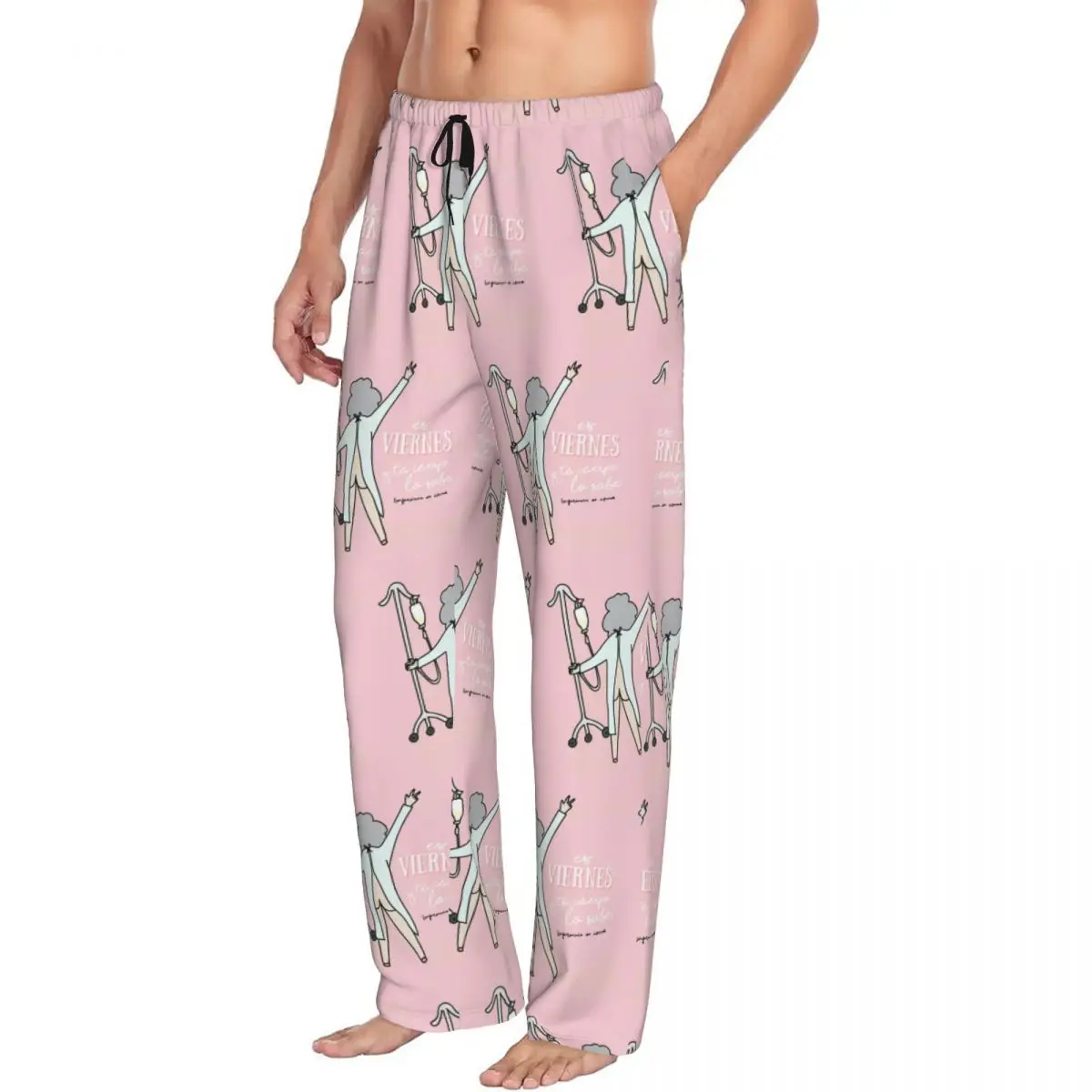 Custom Print Men Enfermera En Apuros Doctor Nurse Medical Pajama Pants Sleepwear Sleep Lounge Bottoms with Pockets