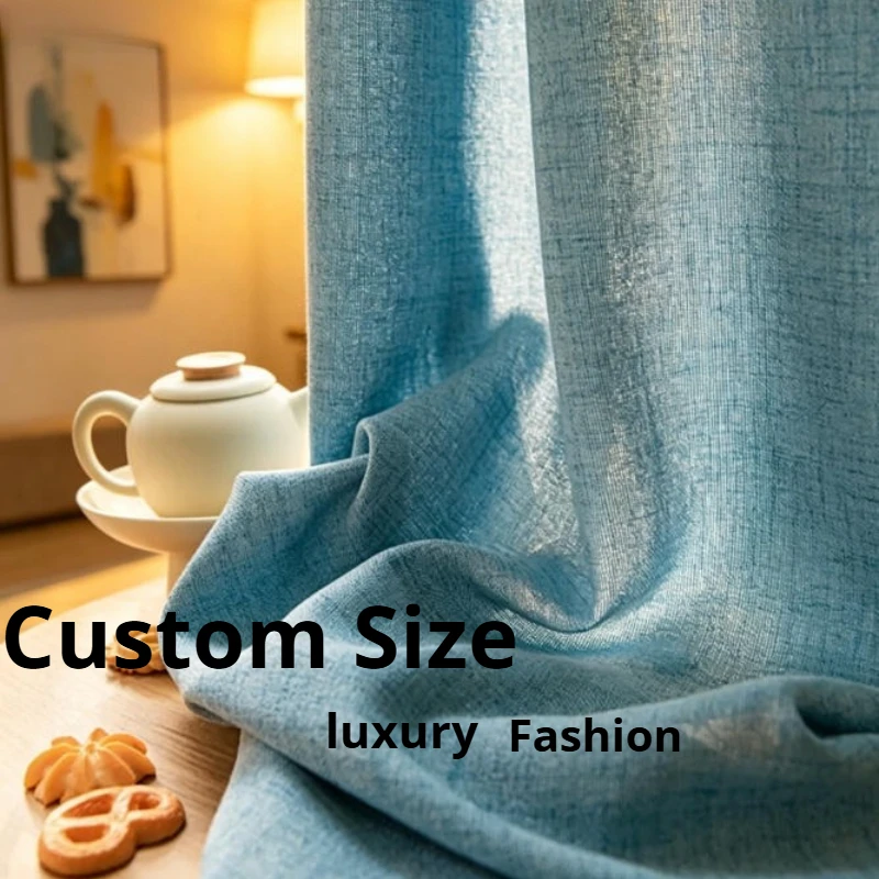 Brown Tulle Linen Window Screen Sunscreen and Light-transmitting for Bedroom and Living Room Fashion Elegant Luxury Custom Size
