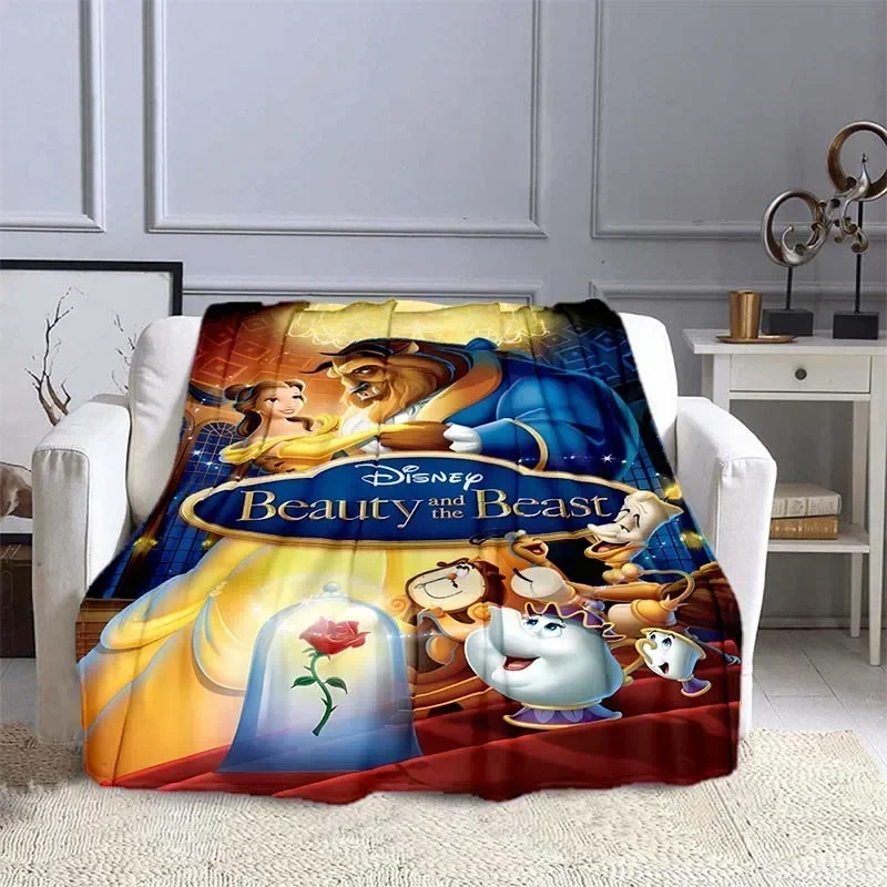 Beauty and The Beast Blanket for Sofa King Size Cute Soft Disney Style Throw Fluffy Bed Blanket New Born Winter Blanket Gift