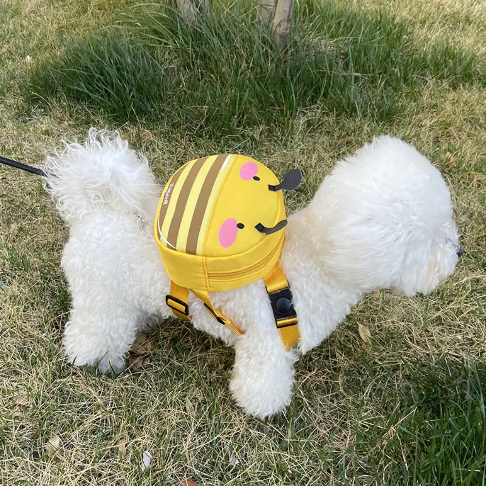 Bee Frog Design Dog Backpack Harness, Polyester, With Leash Attachment, Cute Pet Gear For Walking