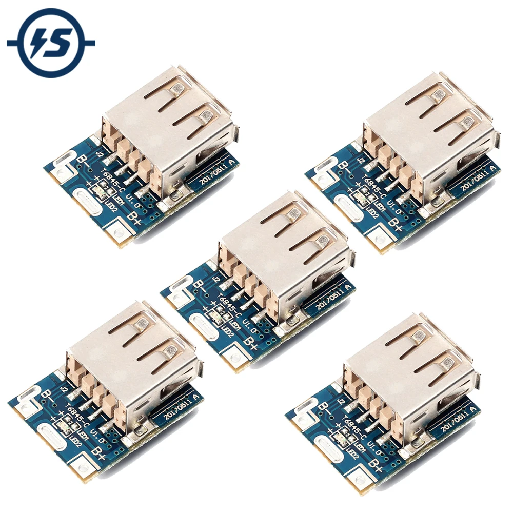 5pcs 5V Boost Converter Step-Up Power Module Lithium Battery Charging Protection Board LED Display USB For DIY Charger 134N3P