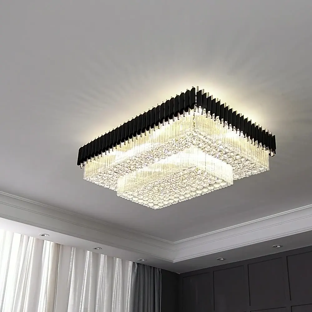 Imagem -03 - Bossen-led Modern Crystal Teto Light Circular e Square Quarto e Sala