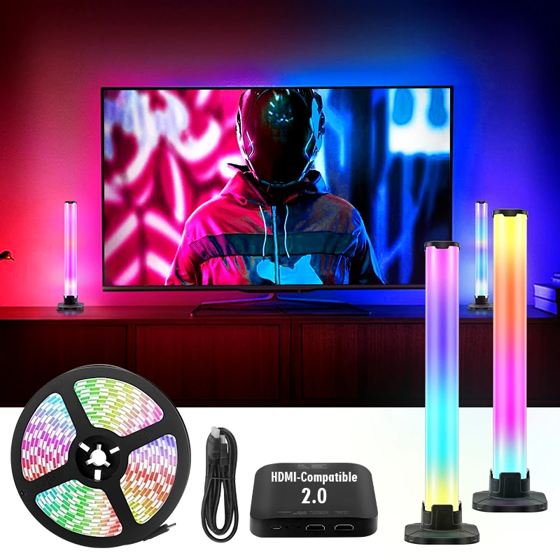 Nuovo Set di barre luminose retroilluminate per TV con un clic, barre luminose per illuminazione Smart TV con sincronizzazione del colore dello