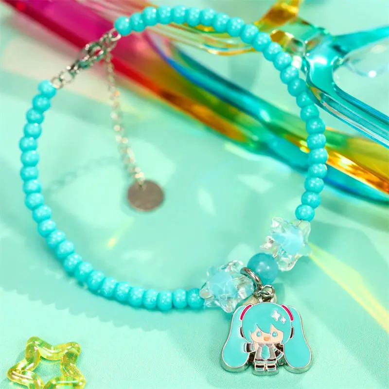 Hatsune Miku Kawaii Anime Koralikowy Łańcuszek na Rękę Słodki Stylowy Dodatek Zabawki dla Dziewczynek Modny Urok Prezent