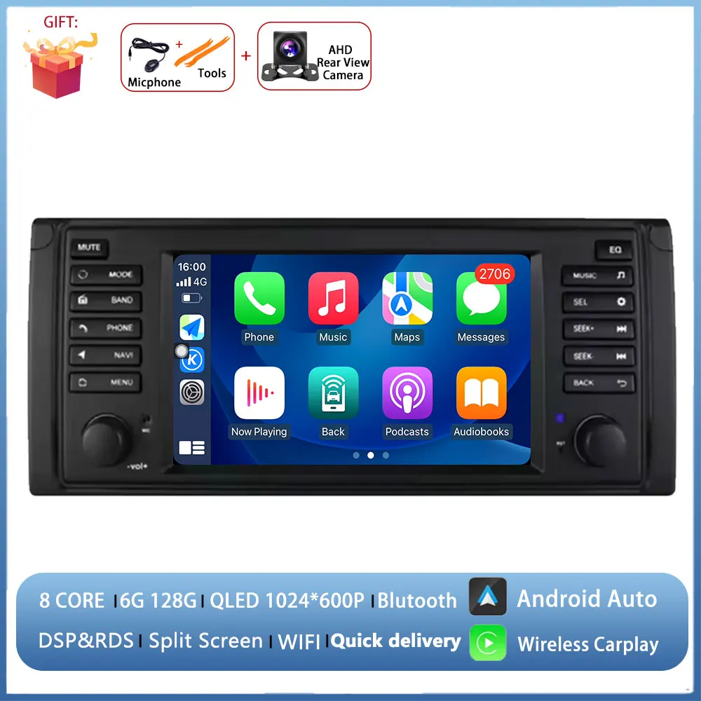 7 inch Android autoradio voor BMW 5 serie E39 1996 1997 1998-2003 multimediaspeler GPS navigatie head unit CarPlay DSP