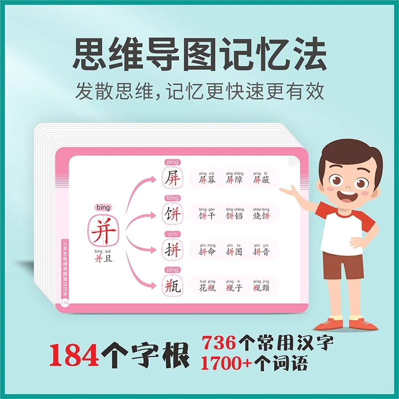 Primary School Shorthand Chinese Character Hand Card Upgrade Version Primary School Students Mind Map Children Literacy Cards