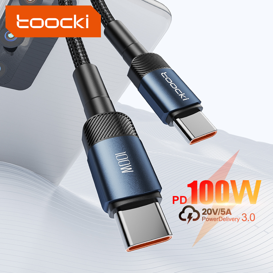  Toocki 100W USB Type C to Type C Cable With Fast Charging For Huawei Xiaomi Poco Samsung POCO Android Phone USB C Charger Cable 