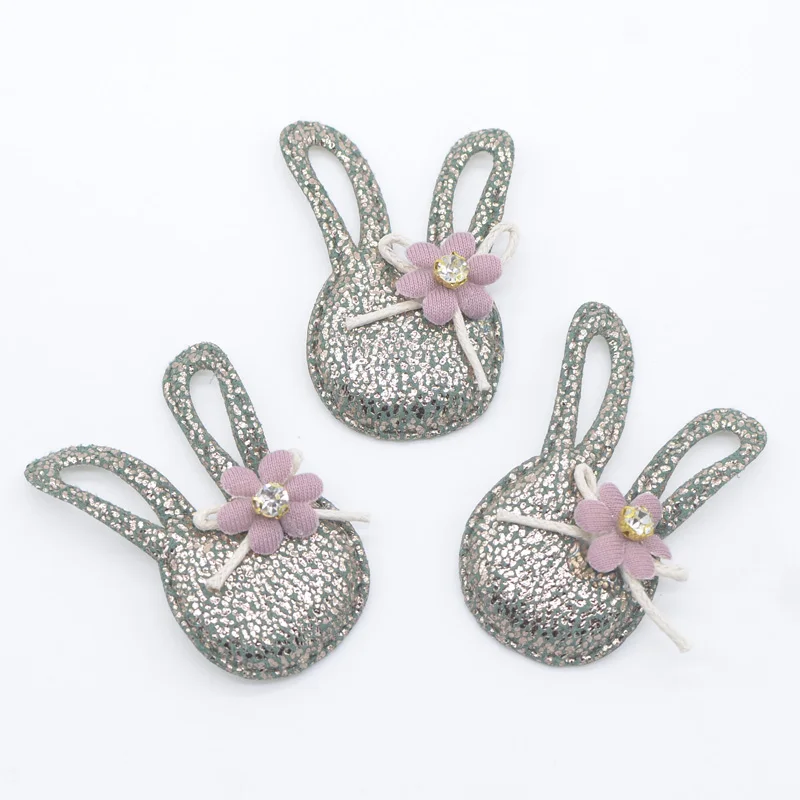 10Pcs Kawaii Rabbit with Flower Rhinestone Applique for DIY Clothes Hat Patch Fabric Sewing Crafts Leggings Leg Socks Decor