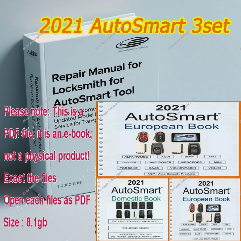 NEW 2021 AutoSmart 3 E Book Set - Asian, European & Domestic Book Set - By Michael Hyde LockSmith