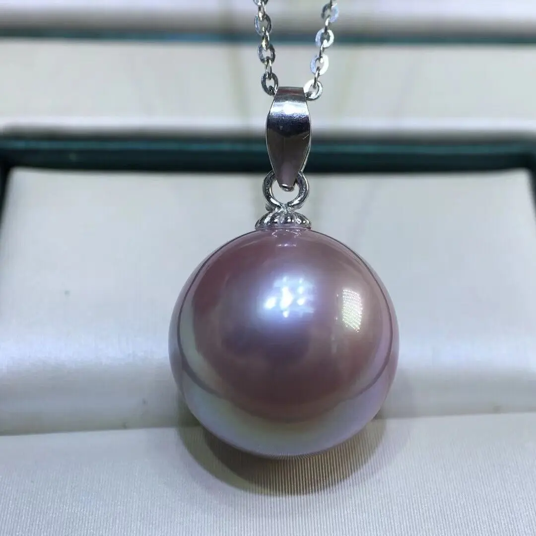 

HUGE AAAA 11-12MM NATURAL SOUTH SEA GENUINE PURPLE PEARL PENDANT 14K