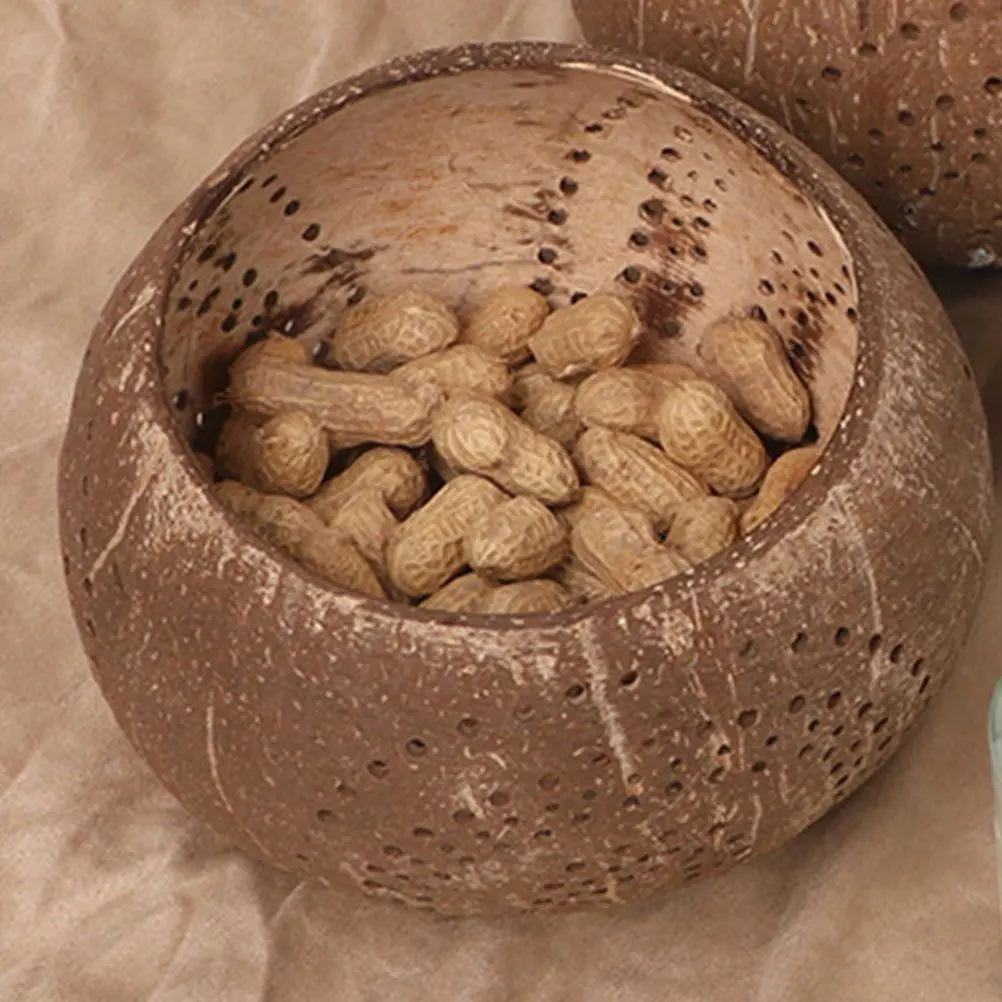 

Coconut Shell Salad Bowl Natural Multi-Function Food Container for Fruit Dessert Ice Cream Serving Decorative Kitchen Storage