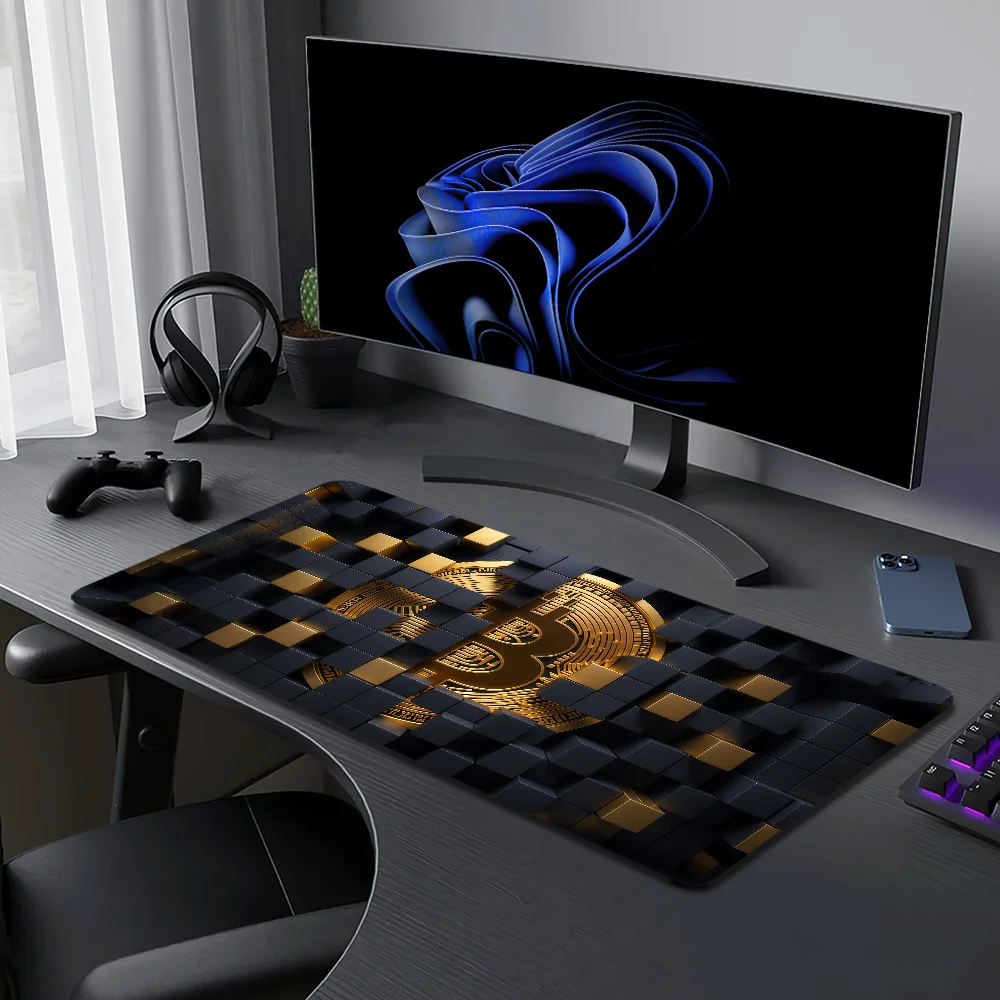 Logo B-Bitcoin money Mouse Pad Large Desk Mat Keyboard Ergonomic Office Rubber Game PC Non-slip Anti-fray Home Custom Best Price