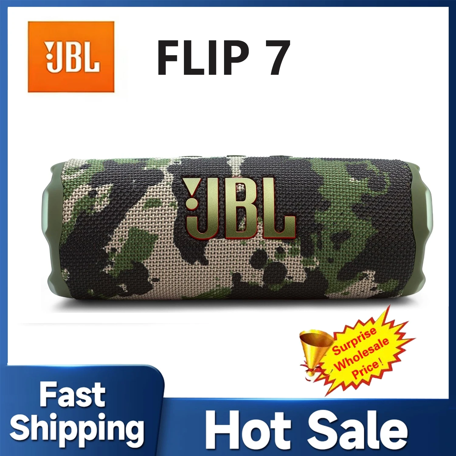 

Портативная водонепроницаемая и ударопрочная колонка JBL Flip 7 с мощным звуком JBL Pro, IPX7, для улицы, стерео, Flip 7