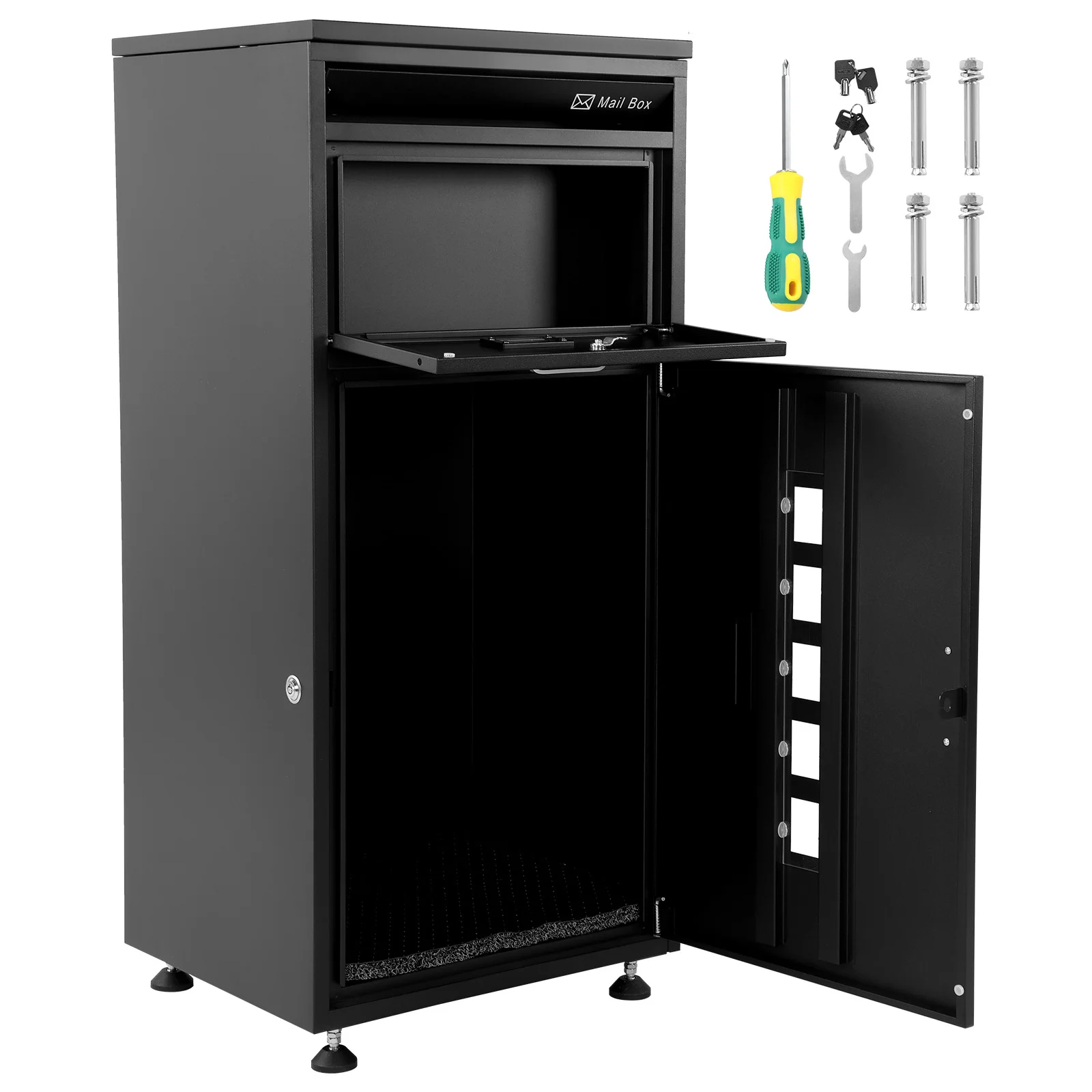 

42In Outdoor Porch Mailbox with Lock Secure Storage Drop Box W/Anti-Theft Mail Slot & Baffle Waterproof for House/Porch/Curbside