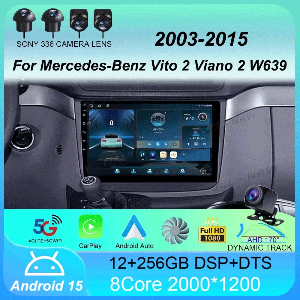 

Android 15 For Mercedes-Benz Vito 2 Viano 2 W639 2003 - 2015 Multimedia Video Player Car Radio Navigation stereo GPS