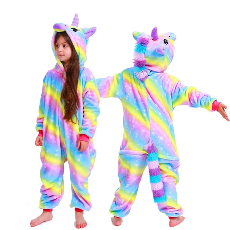 Bambini Unicorno Anime Costumi Cosplay Tuta Kigurumi Pigiama Animale Bambini Indumenti da notte con cappuccio Halloween Ragazzi Ragazze Tute intere ^ 0