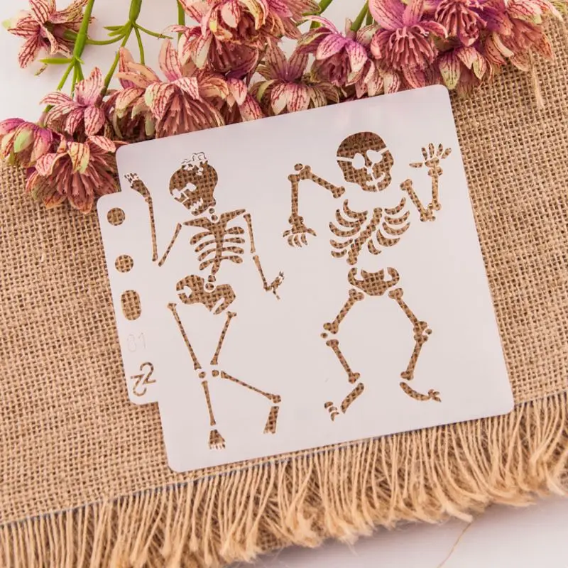 ฮาโลวีนจำนวนStencilsแม่แบบภาพวาดScrapbookingลายนูนปั๊มAlbu
