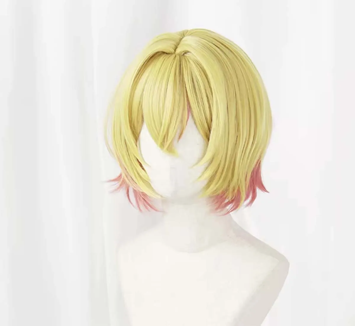 Women Anime Rent-A-Girlfriend Asami Nanami Short Yellow Gradient Pink Cosplay Wigs
