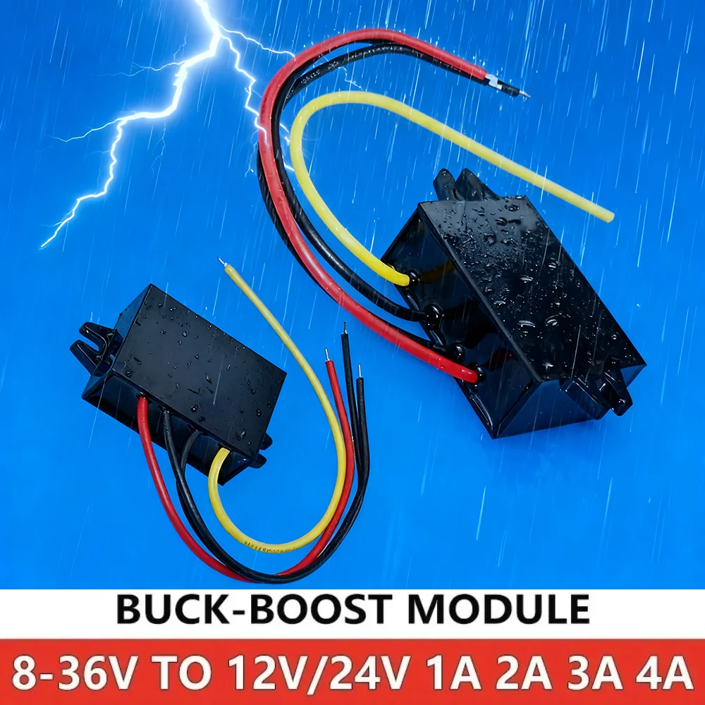 8V-36V to 12V Power Converter 8V-36V to 24V 1A-4A Step-Up/Down Voltage Stabilizer Module Auto Buck Boost Regulator For Car
