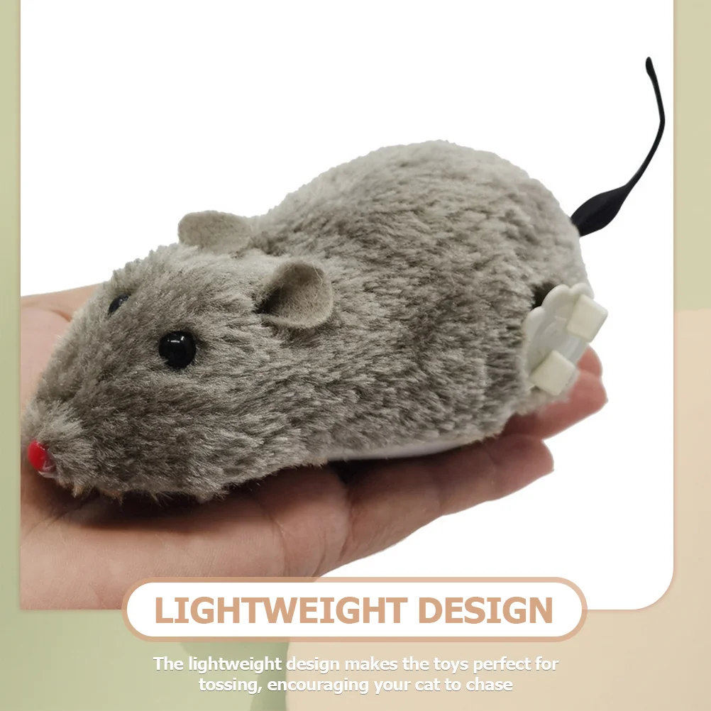 Plush Clockwork Mouse Wind up for Cats Chasing Toys Indoor Moving Mice Small Kitten