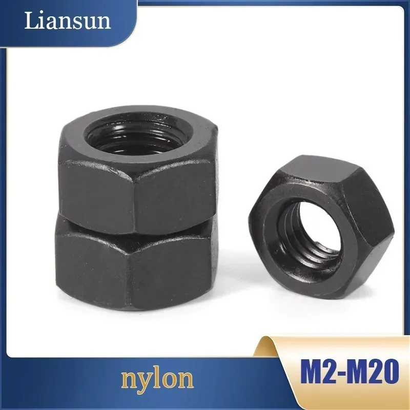 

500 - 5pcs High-Strength Natural Black Hex Nuts M2 - M20 Nylon Plastic Black Hex Nuts Fully Threaded Thickened And Raised Nuts