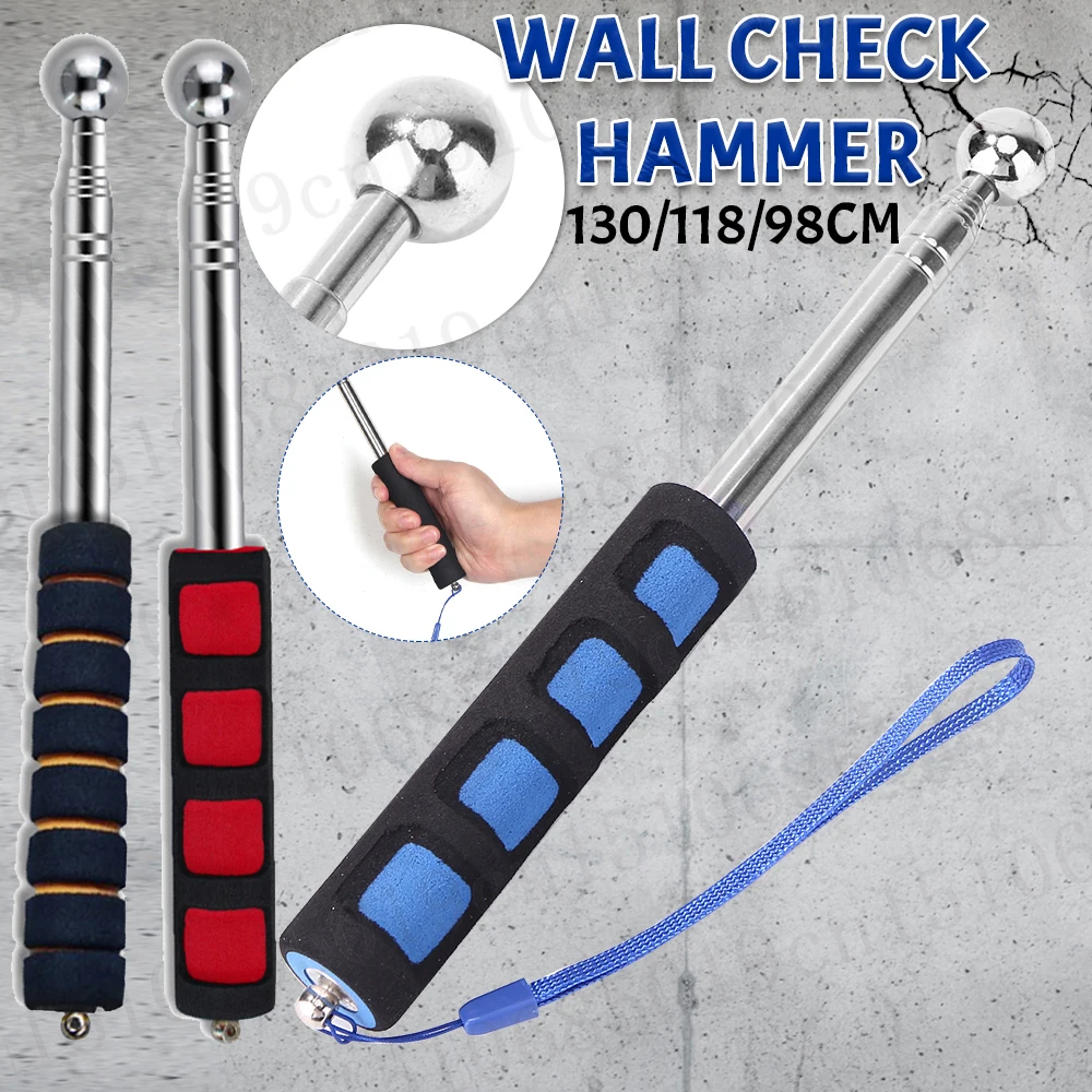 120CM Telescopic Wall Check Hammer Walls Floors Ceilings Tiles Test Telescopic Thickening Checker Hammer Inspection Tool