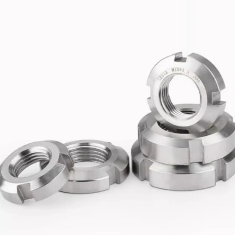 1/2/4/6pcs 304 Stainless Steel Non-return Round Nut GB812 Slotted Round Nut Bearing Locking Fine Thread M10 To M50 GUK